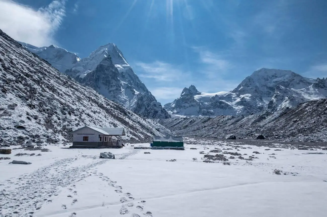 South base camp on the Kanchenjunga trek, Ramche, Nepal